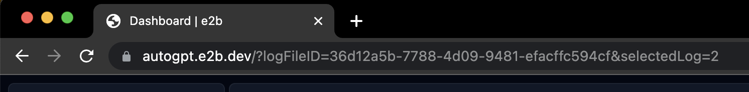 E2b log URL